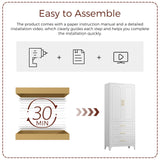 Kubohogar 75" Kitchen Pantry Cabinet with 3 Drawers, Metal Storage Cabinets with Doors and Adjustable Shelves, Tall White Pantry for Dinning Living Room Kubohogar