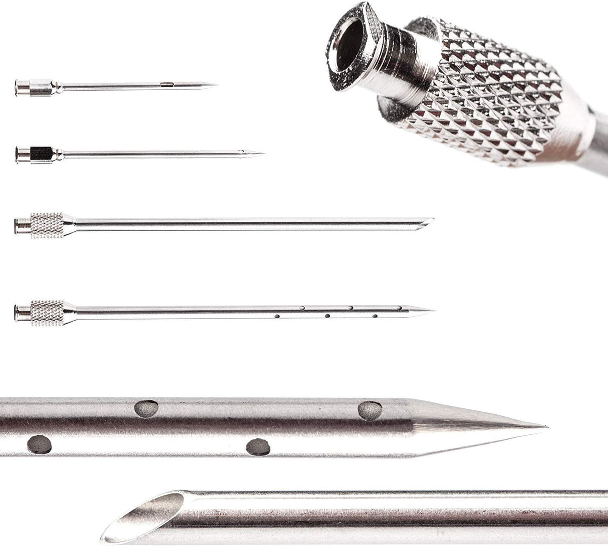 Meat Injector Syringe Stainless Steel Outdoor Meat Kit Marinade Flavor Food Injector Syringes with 3 Marinades Needles Grill Smoker Injectors Professional Syringe Held Culinary Barbecue Tool For BBG Milagroso