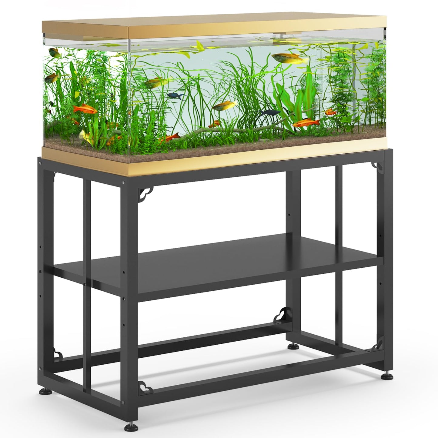 TOCRETOARE Fish Tank Stand 40 Gallon, Metal Aquarium Stand 36.5" L x 18.5" W*29.5”H, Double-Layer Storage Design, Suitable for Home and Office Use, 660LBS Capacity, Black (Tank not Included) - WoodArtSupply