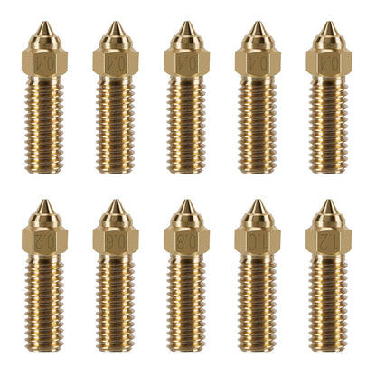 10PCS 3D Printer Extruder Nozzles Kit for K1/K1 Max/Ender 3 V3 KE, Packed High Temperature and Wear Resistance 5PCS 0.4mm, 1PC 0.2mm, 1PC 0.6mm, 1PC 0.8mm, 1PC 1.0mm and 1PC 1.2mm Brass Nozzl - WoodArtSupply