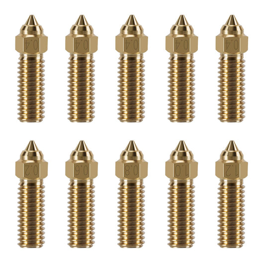 10PCS 3D Printer Extruder Nozzles Kit for K1/K1 Max/Ender 3 V3 KE, Packed High Temperature and Wear Resistance 5PCS 0.4mm, 1PC 0.2mm, 1PC 0.6mm, 1PC 0.8mm, 1PC 1.0mm and 1PC 1.2mm Brass Nozzl - WoodArtSupply