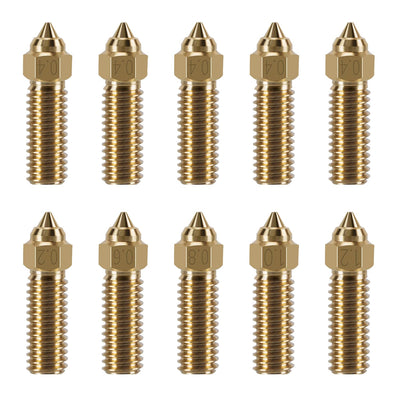 10PCS 3D Printer Extruder Nozzles Kit for K1/K1 Max/Ender 3 V3 KE, Packed High Temperature and Wear Resistance 5PCS 0.4mm, 1PC 0.2mm, 1PC 0.6mm, 1PC 0.8mm, 1PC 1.0mm and 1PC 1.2mm Brass Nozzles