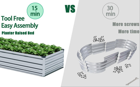 ZUNUDA Galvanized Raised Garden Bed,2 Pcs 10×3×1FT Metal Planting Box for Outdoor Vegetable, Fruit,Planter Gardening (Silver) ZUNUDA