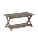 Furinno Modern Simplistic Criss-Crossed Coffee Table, 35.4 in x 19.6 in x 16 in, French Oak Grey Furinno