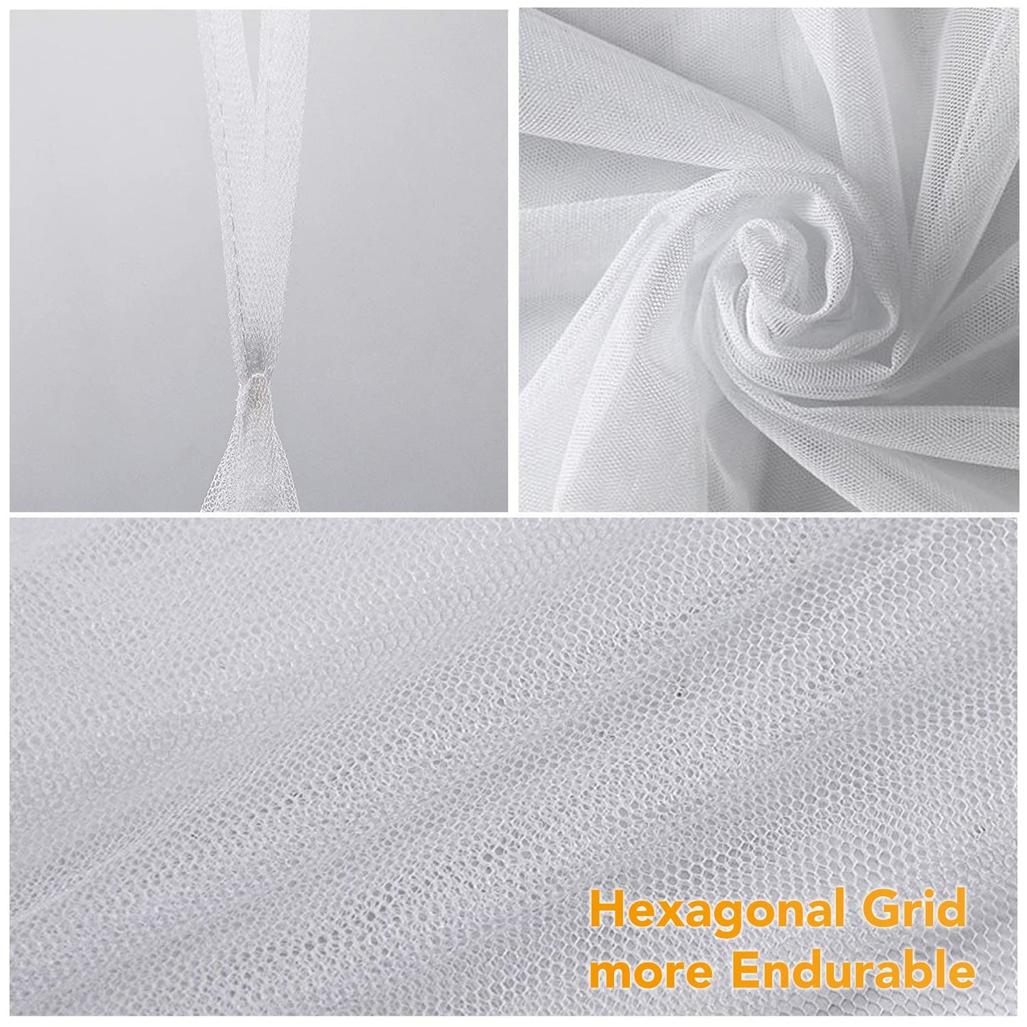 Twinkle Star 4 Corner Post Bed Canopy, Elegant Curtain Net for Full/Queen/King Size Bed (White)