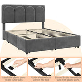 Stylish Dark Gray Queen Bed Frame with Adjustable Headboard and 4 Storage Drawers Yaheetech