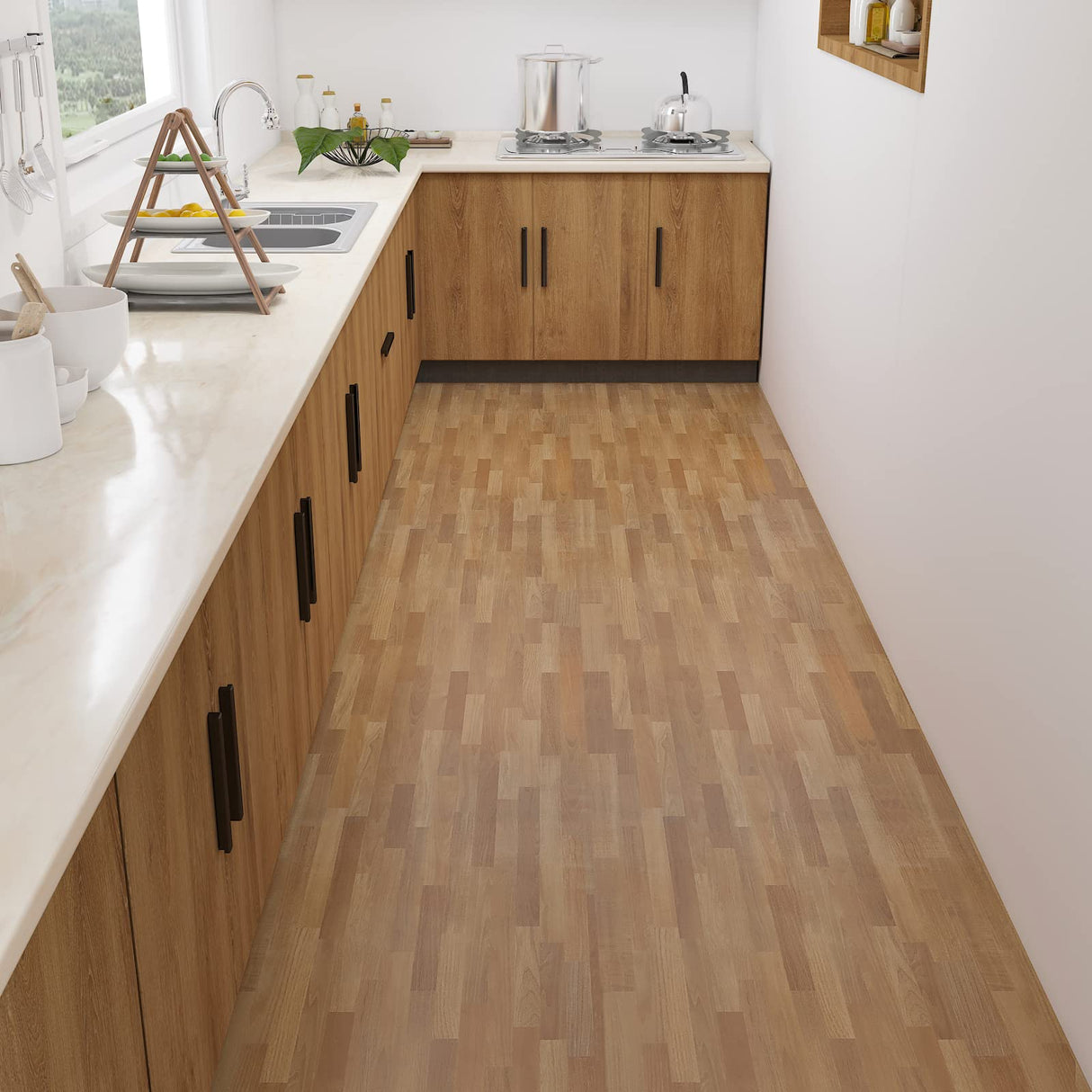 CRE8TIVE Wide 24"x354" Brown Butcher Block Contact Paper for Countertops Waterproof Self Adhesive Wood Peel and Stick Wallpaper Shiplap Wood Panel Look Removable Wallpaper for Bedroom Bathroom Walls CRE8TIVE