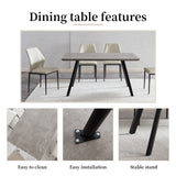 ZckyCine Modern Mid-Century Style 4-Piece Dining Table Set Rectangular Wooden Table 2 Soft Cushioned Leather Chairs 1 Bench, Suitable for 4-Person Dining ZckyCine