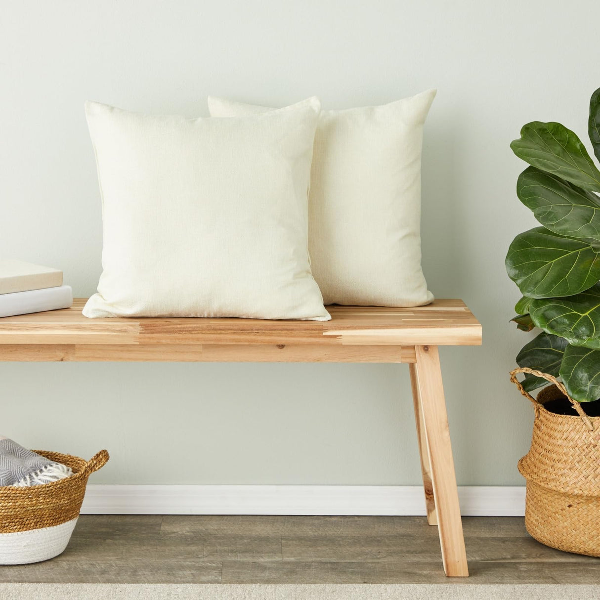 Juvale 4 Pack of Canvas Throw Pillow Covers, 17x17 Blank Pillow Cases (Cream Color, Cotton Material) Juvale