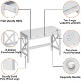 ChooChoo Computer Desk Study for Home Office, Modern Simple 40 Inches White Desk with Drawers, Makeup Vanity Console Table ChooChoo