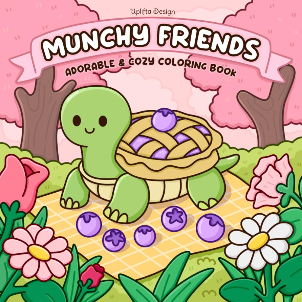 Munchy Friends: Cozy coloring Book for Adults Featuring Cute Food and Animals Characters for stress-relief WoodArtSupply