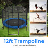 SereneLife 12FT Trampoline Outdoor – Heavy-Duty Backyard Trampoline for Kids and Adults with Wide Jumping Surface, Stable L-Shaped Legs, Safety Net, ASTM Approved, Supports 264 lbs., 144 x 106 IN SereneLife
