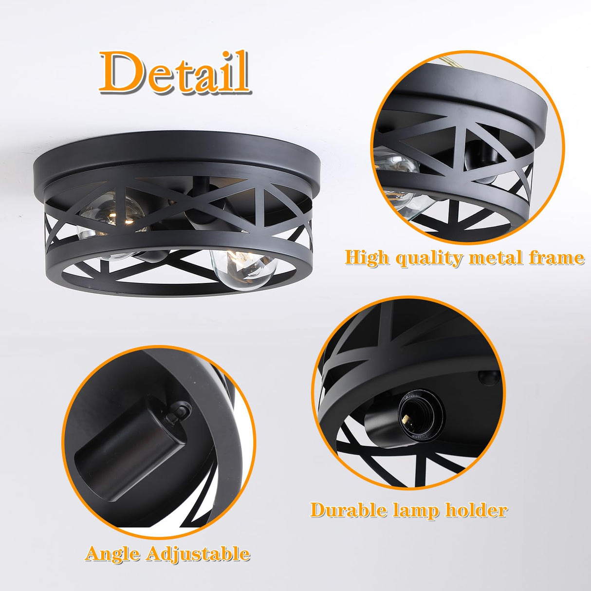 Litaddscen 2 Pack Black Farmhouse Flush Mount Ceiling Light,2-Light Rustic Hallway Light Fixtures,Industrial Lighting Fixtures Ceiling Mount for Kitchen Hall Entry Bedroom Closet Litaddscen