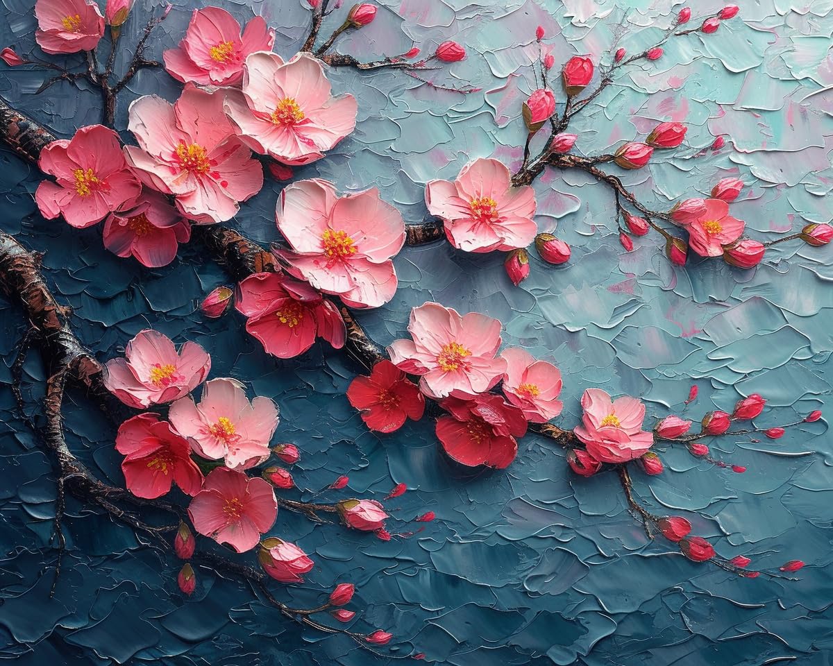 Paint by Numbers, Cherry Blossom Rain in Spring, Adult Crafts Adult Paint by Number Kits, Arts Crafts for Home Decor(No Frame,16x20 inch), Vibrant WoodArtSupply