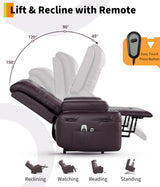 Garvee Power Lift Recliner Chair - Heat and Massage, PU Leather Electric Lift Recliner for Elderly & Mobility Impaired, Adjustable Back and Legs, Heavy Duty Lift Chair for Seniors Garvee