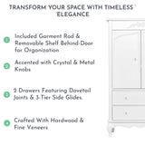 Evolur Aurora Armoire, Queen, Frost Evolur