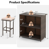 Tangkula 3 Piece Patio Bar Set, Outdoor Rattan Bar Table and 2 Stools with Tempered Glass Tabletop, 2-Tier Storage, Removable Cushions, Outside Wicker Conversation Set Tangkula