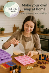 Soap Making Kit – 53 PCS DIY Melt & Pour Supplies with 2 lbs Soap Bases (1 lb Goat's Milk + 1 lb Glycerin), Molds, Essential Oils, Liquid Colorants, Mica Powders, Flowers – Gift Idea for Christmas Generic