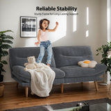 PERLECARE Convertible Futon Sofa Bed, Corduroy Futon Couch with Adjustable Backrest and Armrests, 3-in-1Recliner Sleeper Sofa for Small Spaces, Play Room or Office（Grey，66 in） PERLECARE