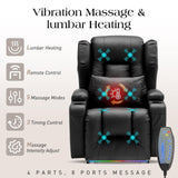 Power Recliner Chairs for Adults with Massage and Heat,Single Faux Leather Recliner Chair Sofa Reclinable Home Theater Seating with LED Lights,Cup Holders,Reclining Chair for Living Room (Black) Generic