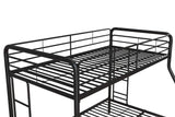 DHP Dusty Metal Bunk Bed Frame for Kids, Teens, and Adults, With Angled Ladder, High Full Length Guardrail, Smooth Rounded Edges, No Boxspring Required, For Small Spaces, Twin-Over-Full, Black DHP