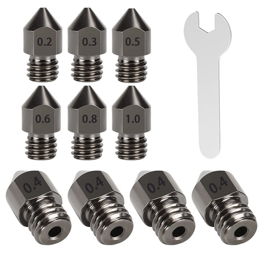 3D Printer Nozzles, 11PCS Hardened Steel MK8 Extruder Nozzles 0.2mm, 0.3mm, 0.4mm, 0.5mm, 0.6mm, 0.8mm, 1.0mm with Storage Box Socket for CR-10/ Ender 3/5, Ender 3/ V2 Ender3 pro, Aquila - WoodArtSupply