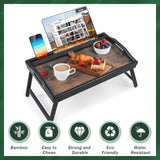 2 Pack Bed Tray Table Breakfast Trays Serving Tray Bamboo Bed Laptap Floding Legs with Handles and Phone Holders JMLHMXC