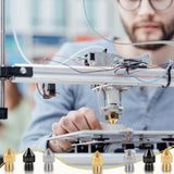 50 Pcs 3D Printer Nozzles - Hardened Steel Stainless Steel Brass Printer Extruder Nozzles Set for CR-10, Ender 3 - High Temperature Pointed Wear Resistant Mk8 Nozzles - 3D Printer Nozzle Cleaning Kit Axeyil