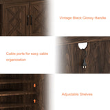 Okvnbjk TV Stand for 75 Inch TV with Storage,65 Inch Width Wood TV Stand for 65 70 75+ Inch TV with Soft Closing Door Hinges, Dark Walnut Okvnbjk