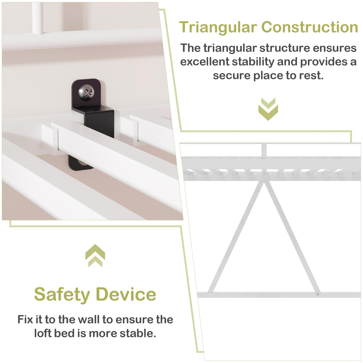 VECELO Loft Bed Twin Size, Metal Bedframe with Removable Ladder and Safety Guardrail, No Box Spring Needed, Space Saving, Noise Free, Pure White VECELO