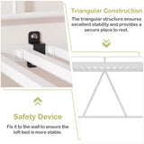 VECELO Loft Bed Twin Size, Metal Bedframe with Removable Ladder and Safety Guardrail, No Box Spring Needed, Space Saving, Noise Free, Pure White VECELO