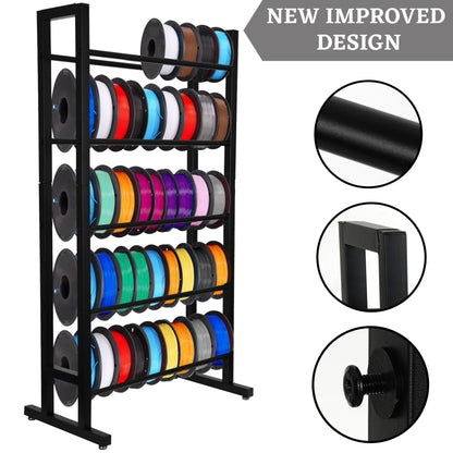 3D Printer Filament Storage Rack, Filament Rack, 3D Filament Storage, 3D Printer Shelf, Filament Spool Holder, Heavy Duty Metal Organizer for PLA/ABS and Others Rolls - WoodArtSupply