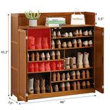 WMIASIN Bamboo Shoe Storage Cabinet with Doors, Shoe Cabinet for Entryway, 6 Tier Freestanding Shoes Heels Sneakers Shoe Rack Shelf, 36-40 Pairs Entryway Shoe Cabinet with Drawers for Hallway, Brown WMIASIN