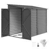 Outsunny 4.6' x 9' Steel Outdoor Storage Shed, Lean to Shed, Metal Tool House with Foundation Kit, Lockable Doors, Gloves and 2 Air Vents for Backyard, Patio, Lawn, Dark Gray Outsunny