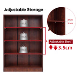 Sunon Cherry 4-Shelf Freestanding Wooden Bookcase for Home and Office Sunon