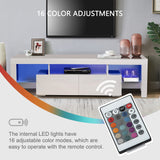 Nrizc White LED TV Stand for 75 Inch TV, High Gloss Entertainment Center with Storage Drawer, Console Table for Living Room, Bedroom Nrizc