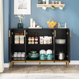 Tribesigns Luxury Buffet Cabinet with Storage, 59 Inch Kitchen Sideboard with 4 Doors, Coffee Bar Cabinet for Dining Room, Living Room, Black and Gold Tribesigns