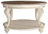Signature Design by Ashley Realyn Casual Cottage Coffee Table, Antique White & Brown Signature Design by Ashley