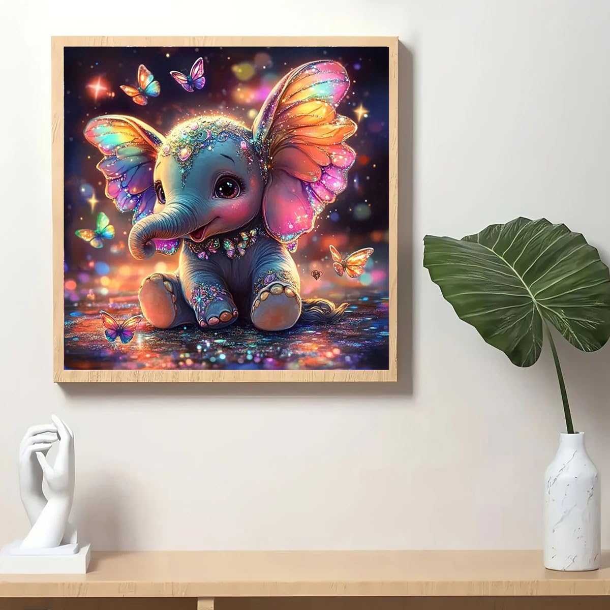 DIY Diamond Painting Kits for Adults, 5D Animal Elephant Diamond Art Kits for Beginners, Butterfly Round Diamonds Pictures Crafts, Full Drill Gem Art for Home Decor 12x12Inch wavaiov
