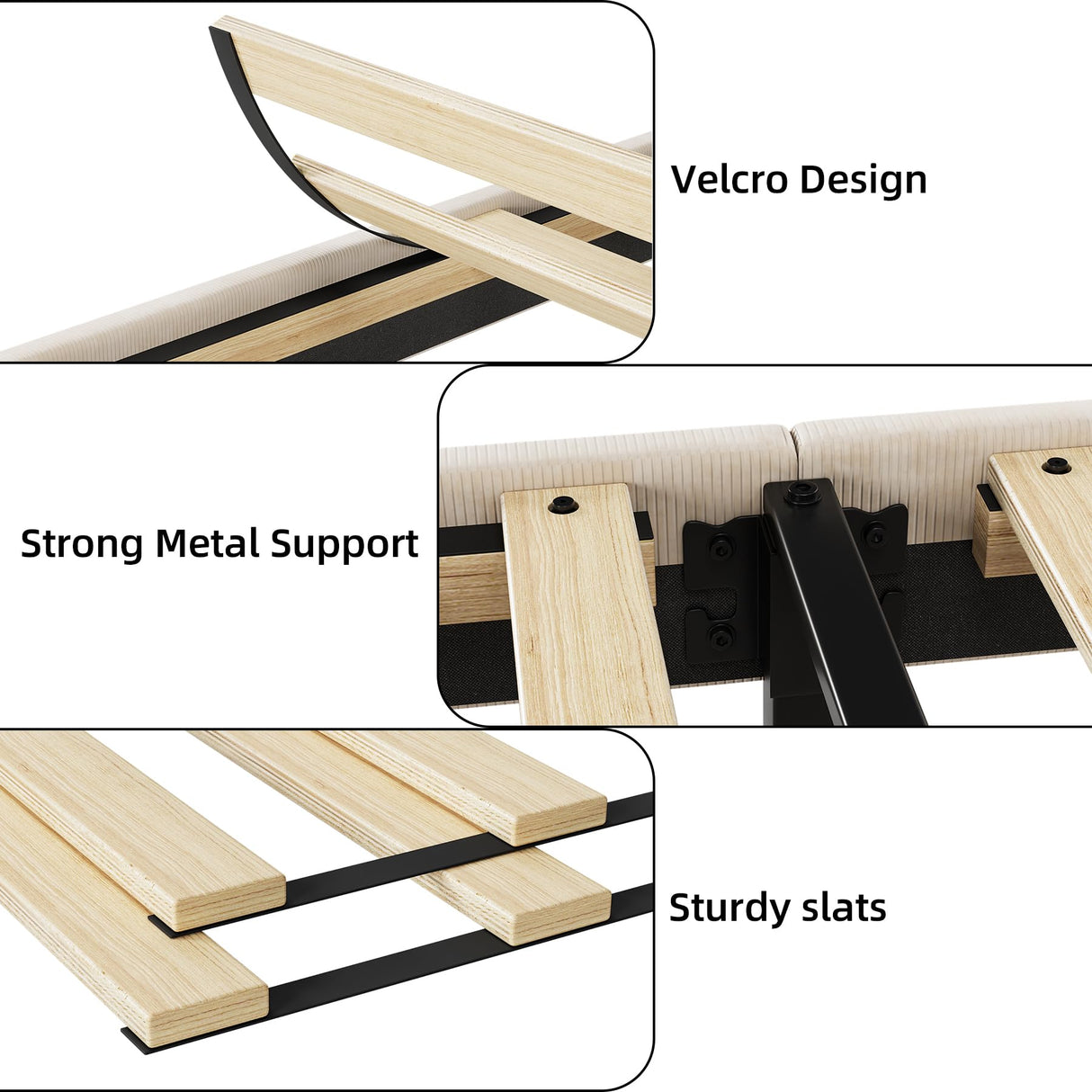 IDEALHOUSE Full Upholstered Bed Frame with Wingback Headboard, Luxurious Velvet Upholstery Platform Bed, Wooden Slat Support, and Easy Assembly - Box Spring Optional, Beige IDEALHOUSE