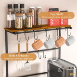 4 Tier Coffee Bar Station, Coffee Stand with 8 S-Shaped Hooks, Large Space Coffee Station Table, Farmhouse Coffee Bar Shelf, Bakers Rack for for Kitchen, Living Room, 24.41" W x 15.78" D x 57.17" H DAOUTIME