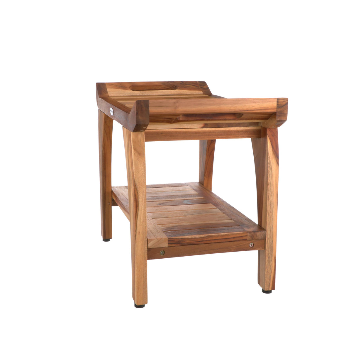 EcoDecors, 24 inch, Natural Wood, Teak Shower Bench, Shower Stool Wood, Wood Shower Chair, LiftAide Arms, Bathroom Bench Seat, Shower Bench Waterproof EcoDecors