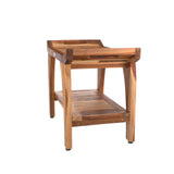 EcoDecors, 24 inch, Natural Wood, Teak Shower Bench, Shower Stool Wood, Wood Shower Chair, LiftAide Arms, Bathroom Bench Seat, Shower Bench Waterproof EcoDecors