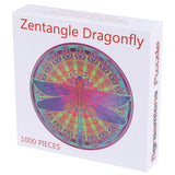 Bgraamiens Puzzle-Zentangle Dragonfly-1000 Pieces Vivid Dragonfly Round Mandala Puzzle Color Challenge Jigsaw Puzzles Bgraamiens