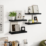 Venusmiles Floating Shelves for Wall, Wall Mounted Shelves with Invisible Brackets, 2 Small Wood Floating Wall Shelf Shelves for Living Room, Bedroom, Kitchen, Bathroom (Black, 15" W x 6" D x 1" H) Venusmiles