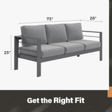 Solaste Outdoor Couch Aluminum Patio Furniture Sofa, 3-Seat All-Weather Metal Outdoor Patio Furniture with Cushions,Dark Grey Solaste