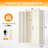 INTERGREAT Metal Wardrobe Closet, 72" Grey Locking Storage Wardrobe Cabinet with Doors and Shelves, Tall Steel Clothes Storage for Office, Home, School, Gym INTERGREAT
