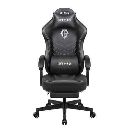 Gaming Chair for Adults, Big and Tall Gamer Chairs with Footrest and Lumbar Support, Height Adjustable Reclining Heavy Duty Computer Chair for Gaming Room, Living Room and Office