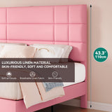 YITAHOME Full Bed Frame Velvet Fabric Upholstered Platform with Headboard and Strong Wooden Slats, Non-Slip and Noise-Free,No Box Spring Needed, Easy Assembly,Pink YITAHOME