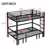 Full Over Full Bunk Bed for Adults, Heavy Duty Bunk Bed can Turns into Full Size Loft Bed with U-Shaped Sofa, Adults Bunk Bed with Safety Rails and Side Ladder, Black(Not Include Cushion) Bellemave